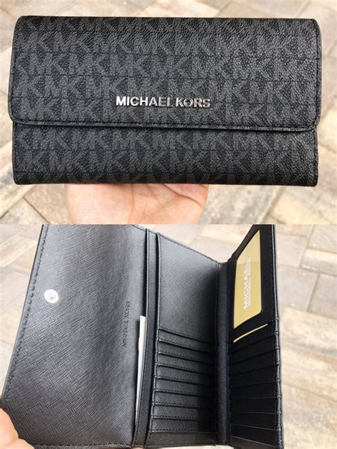 michael kors jet set logo wallet black|michael kors wallet double zip.